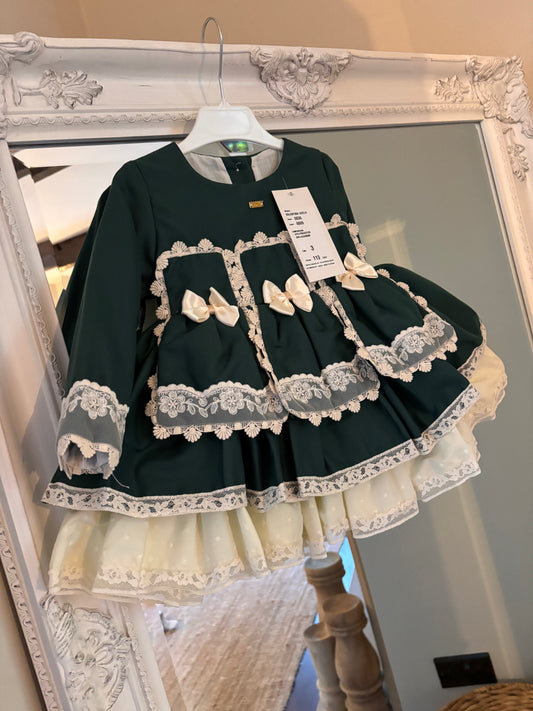 La Amapola Green Christmas Dress